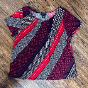 Liz Claiborne Womens Crew Neck Short Sleeve Satin Blouse